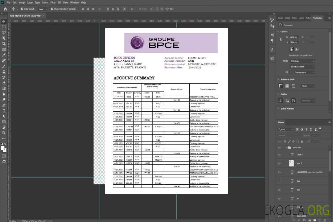 Relevé bancaire France Groupe BPCE modèle facile à remplir au format Excel et PDF template